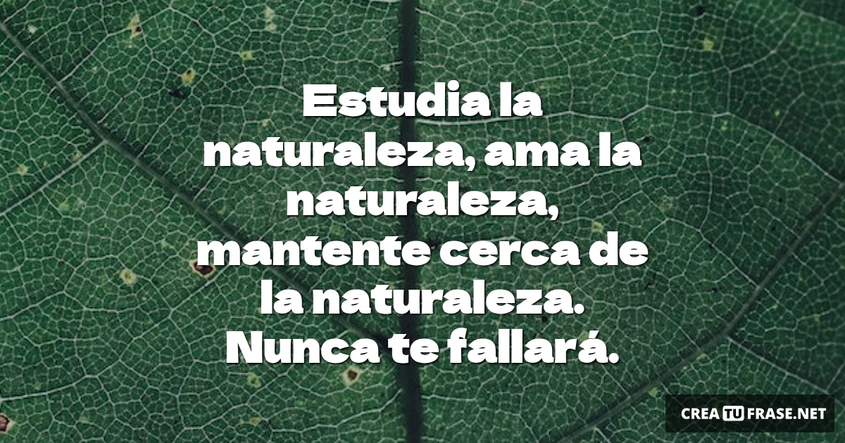 Frases sobre la Naturaleza - Estudia la naturaleza, ama la naturaleza, mantente cerca de la naturaleza. Nunca te fallará.