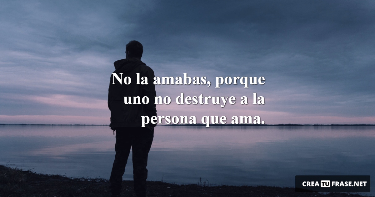 Frases de Desamor - No la amabas, porque uno no destruye a la persona que ama.