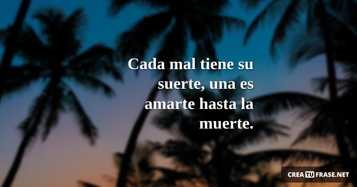 Frases de Amor - Cada mal tiene su suerte, una es amarte hasta la muerte.