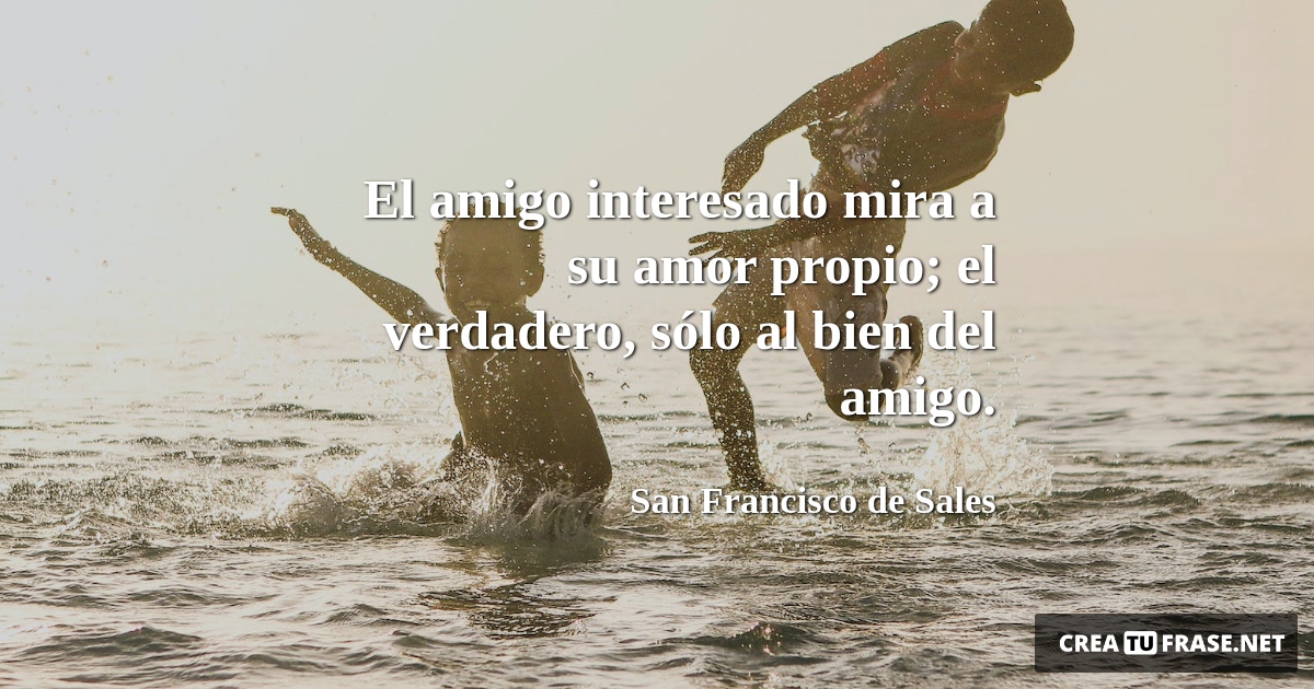 Frases de Amistad - El amigo interesado mira a su amor propio; el verdadero, sólo al bien del amigo.