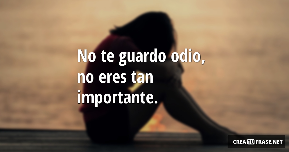 Frases de Desamor - No te guardo odio, no eres tan importante.