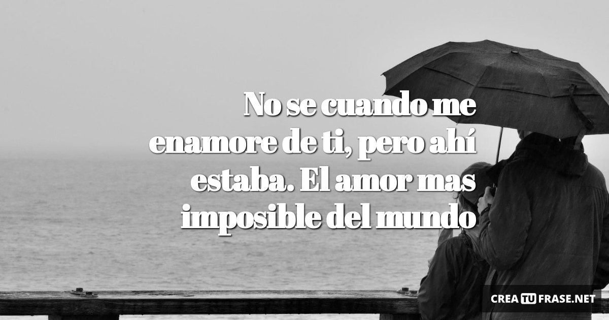 Frases de Desamor - No se cuando me enamore de ti, pero ahí estaba. El amor mas imposible del mundo