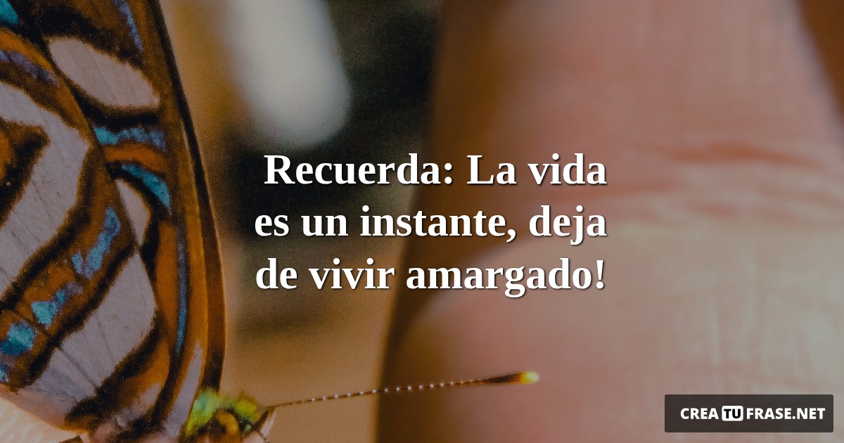 Frases de la Vida - Recuerda: La vida es un instante, deja de vivir amargado!