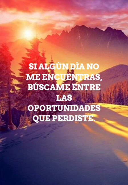Frases de Amor - Si algún día no me encuentras, búscame entre las oportunidades que perdiste.