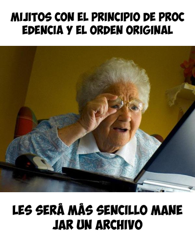 Mijitos con el principio de procedencia y el orden original
